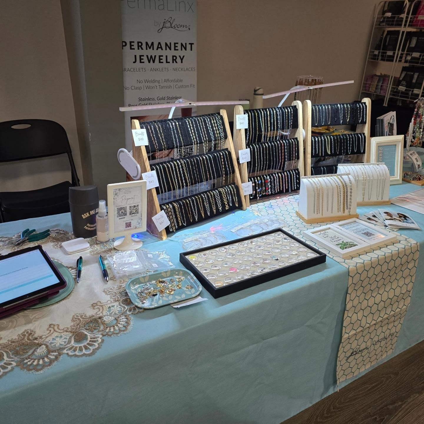 It's Christmas in July this weekend at the Elks Lodge! Stop by today until 4 pm OR tomorrow from 10 am to 3 pm to get linx'd. #permanentjewelry #permanentjewelryexperience #jewelry #OFallonMO #jewelryaddict